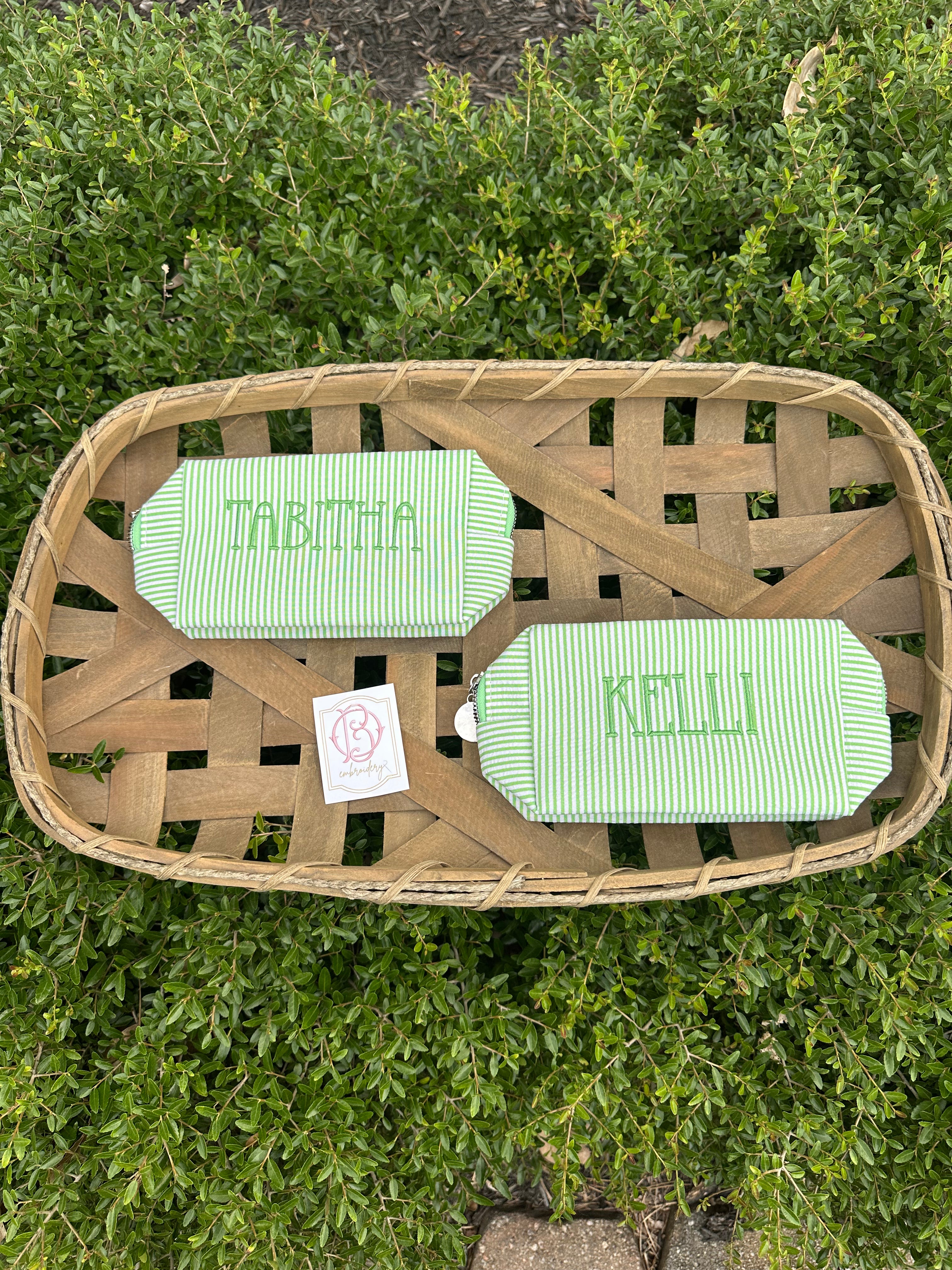 Personalized Embroidered Striped Pouch