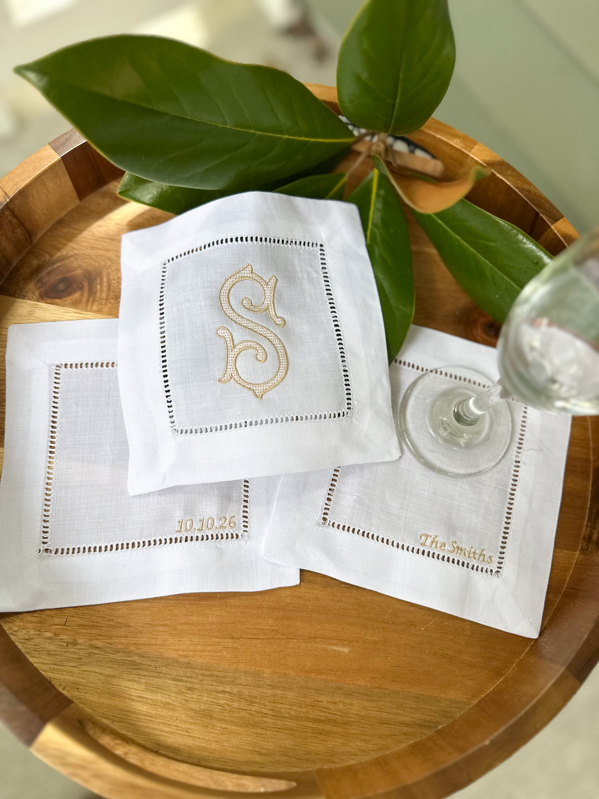 Linen Cocktail Wedding Napkins - Set of 3