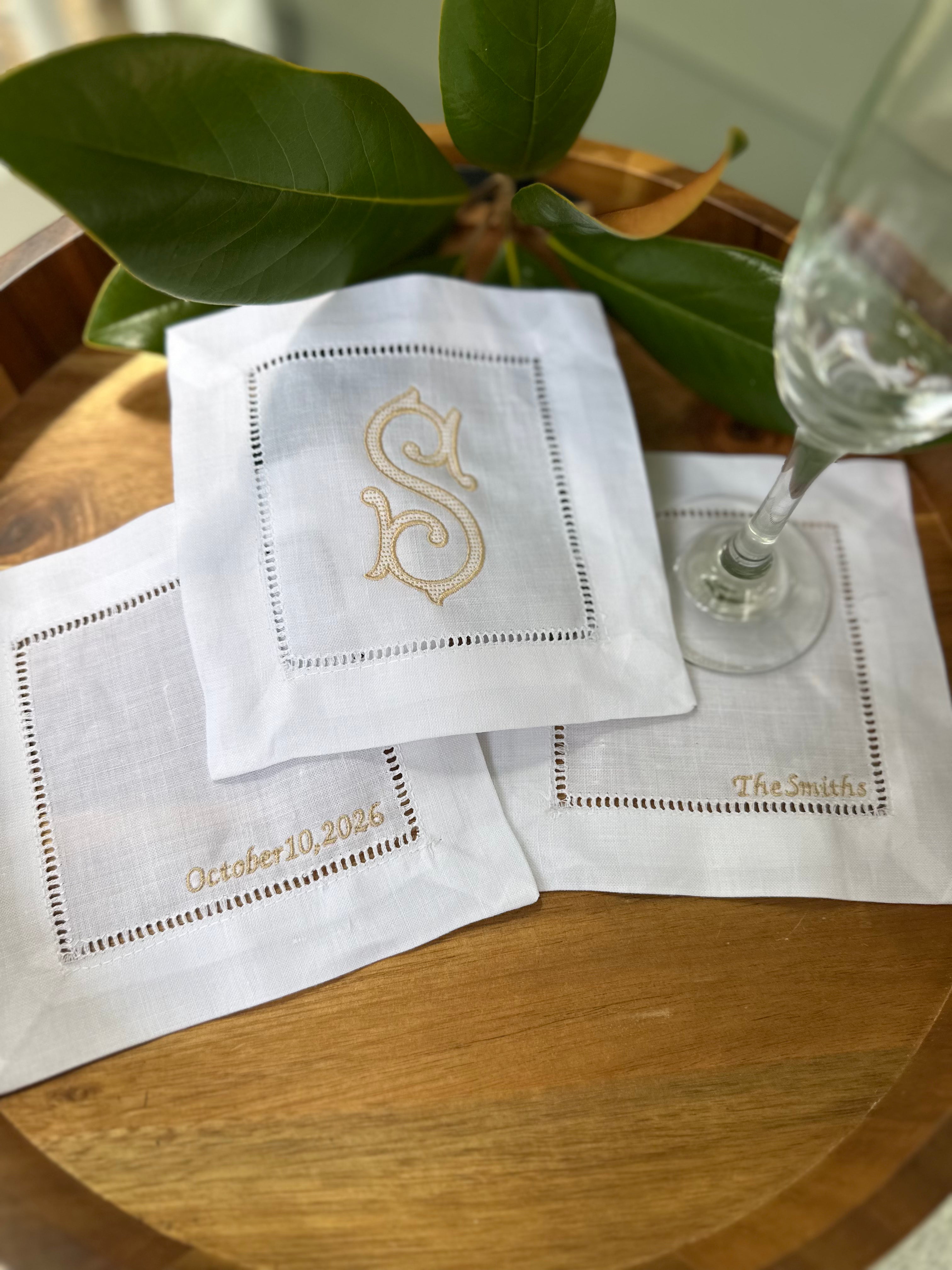 Linen Cocktail Wedding Napkins - Set of 3